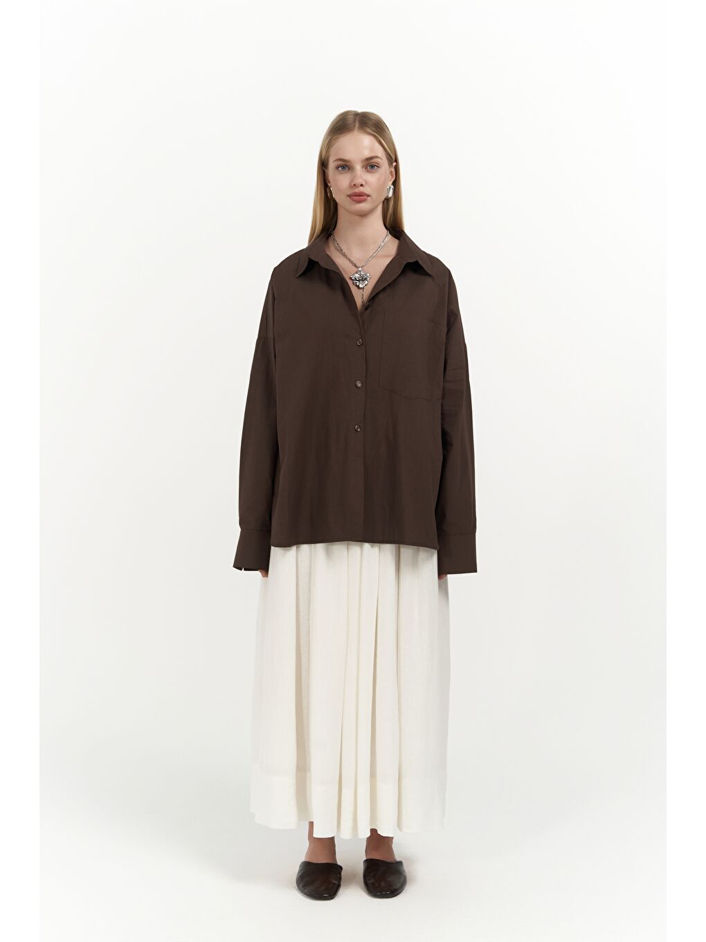 Kahverengi Josie Oversize Kahve Gömlek