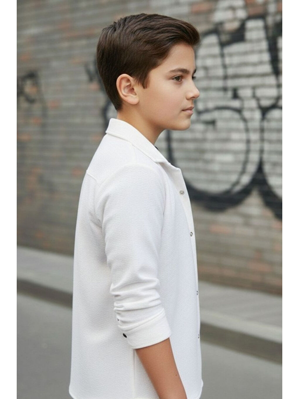 Beyaz Gömlek Tişört İkili Üst Takım-5