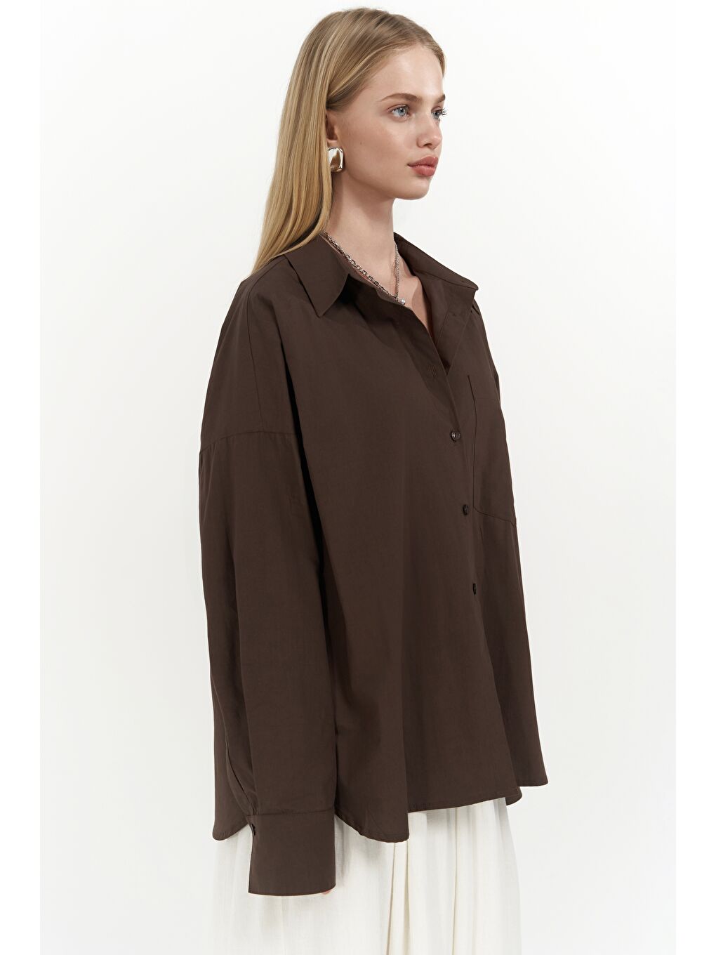 Kahverengi Josie Oversize Kahve Gömlek-5