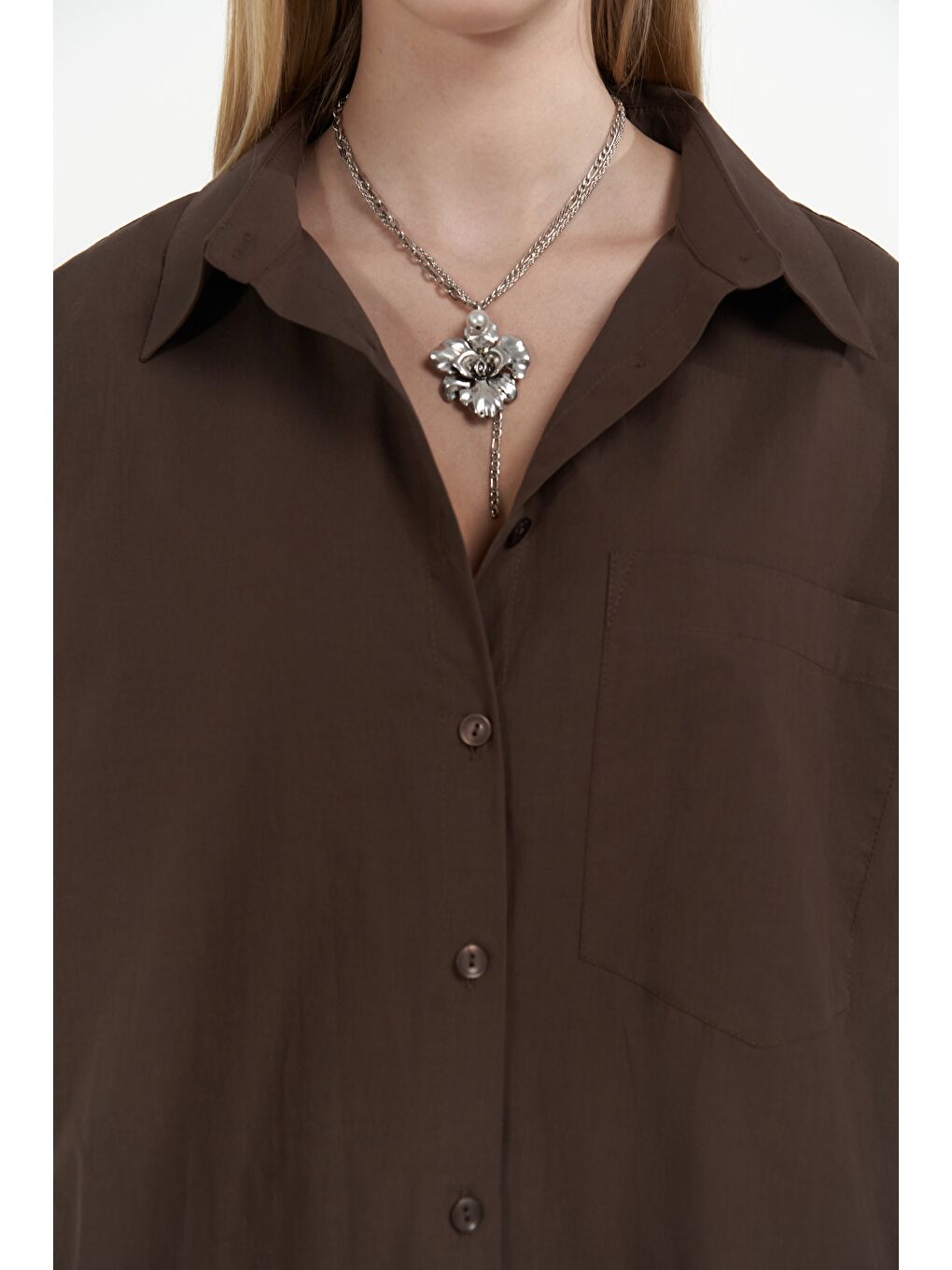 Kahverengi Josie Oversize Kahve Gömlek-7