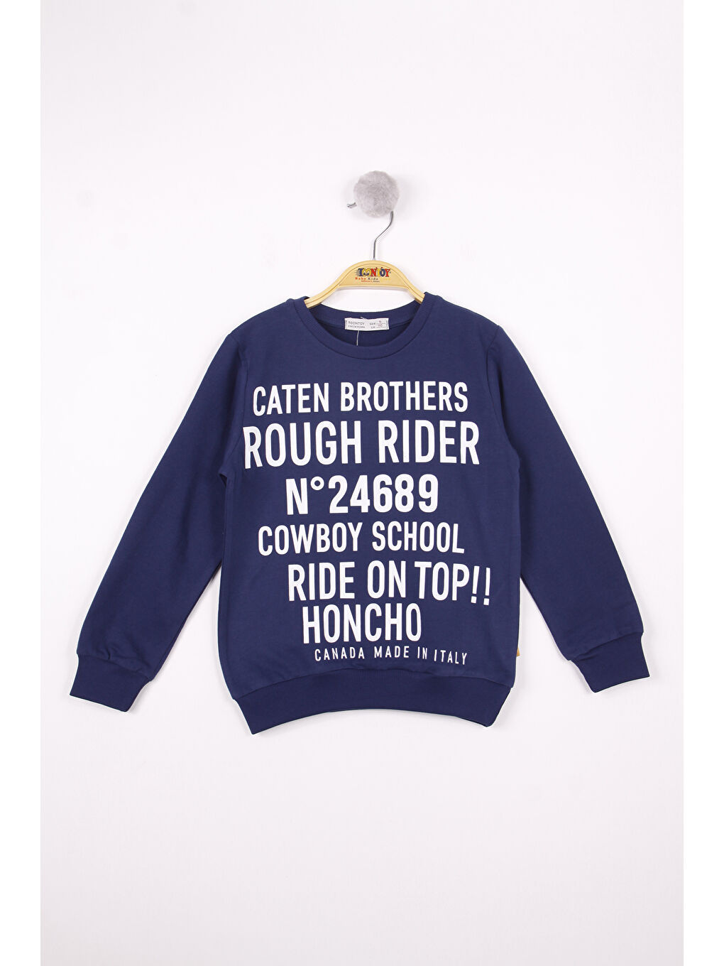 Lacivert Erkek Çocuk Yazı Baskılı Sweatshirt-2