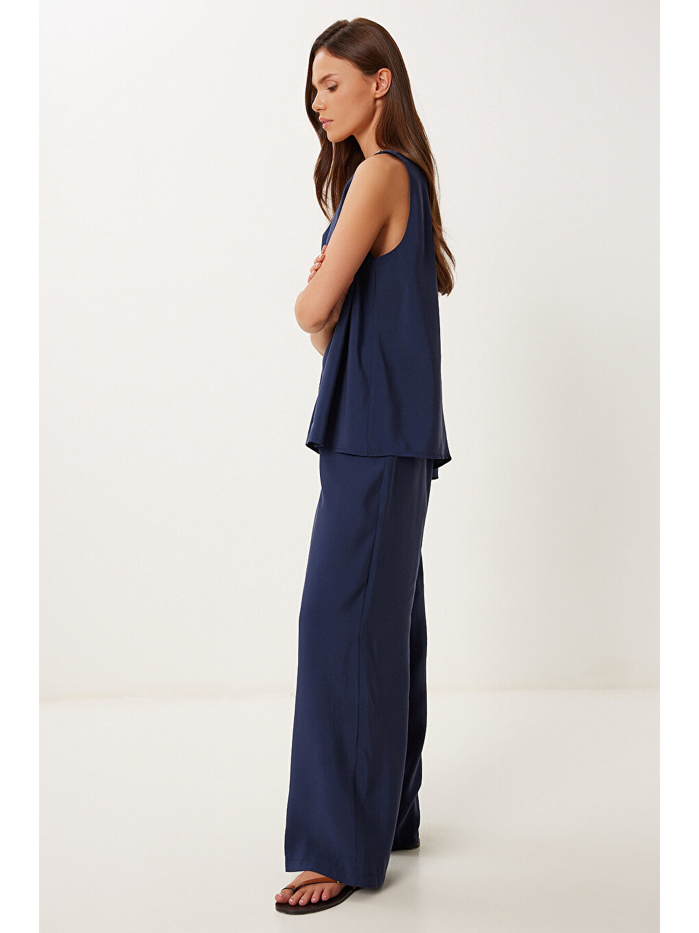 Lacivert Modal Bluz Pantolon Takım LACİVERT LMC0059-1