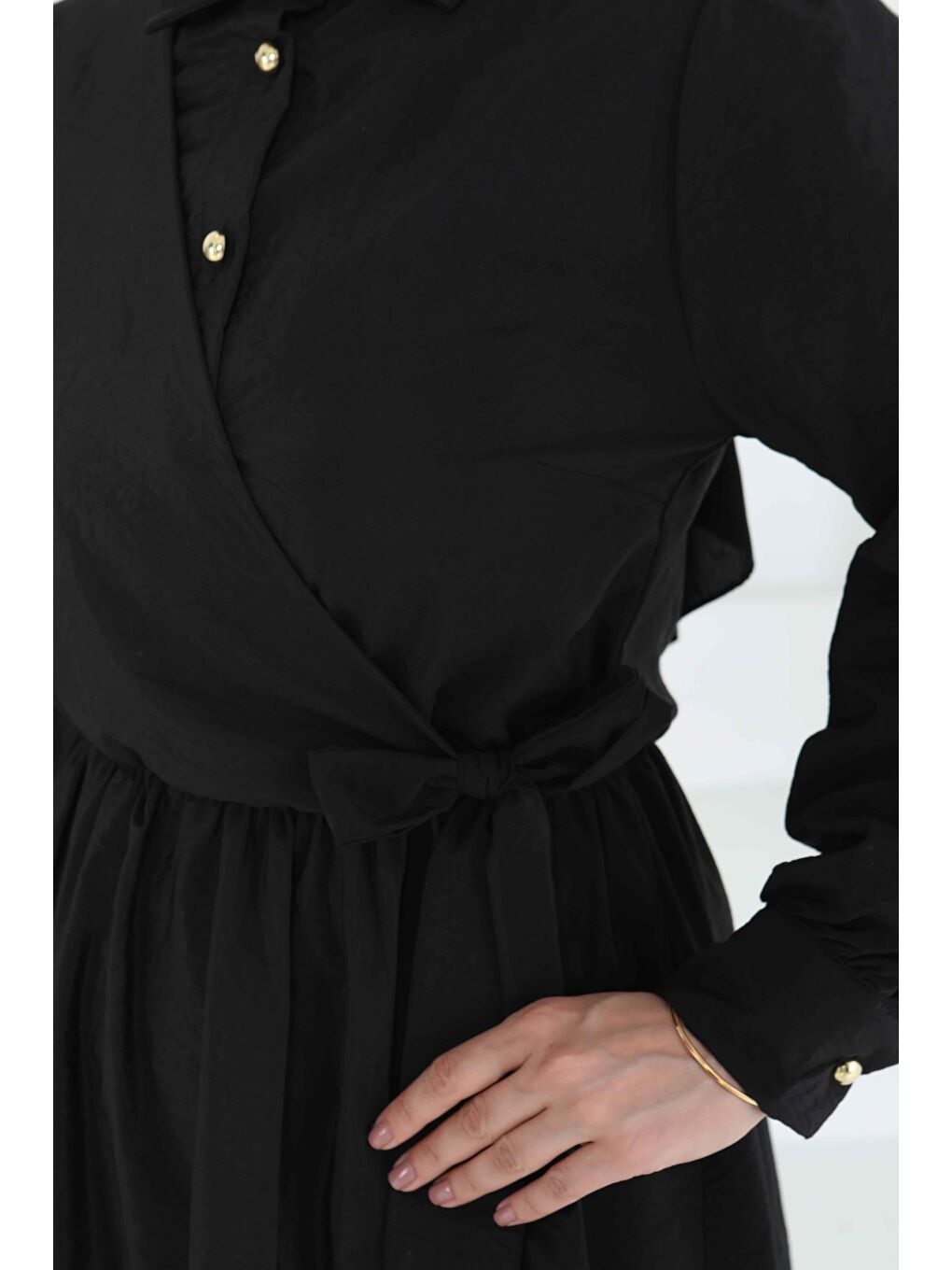 Bağlamalı Elbise Siyah - 27186-5