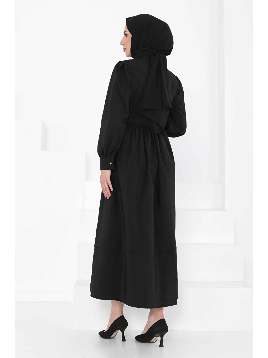 Bağlamalı Elbise Siyah - 27186-6