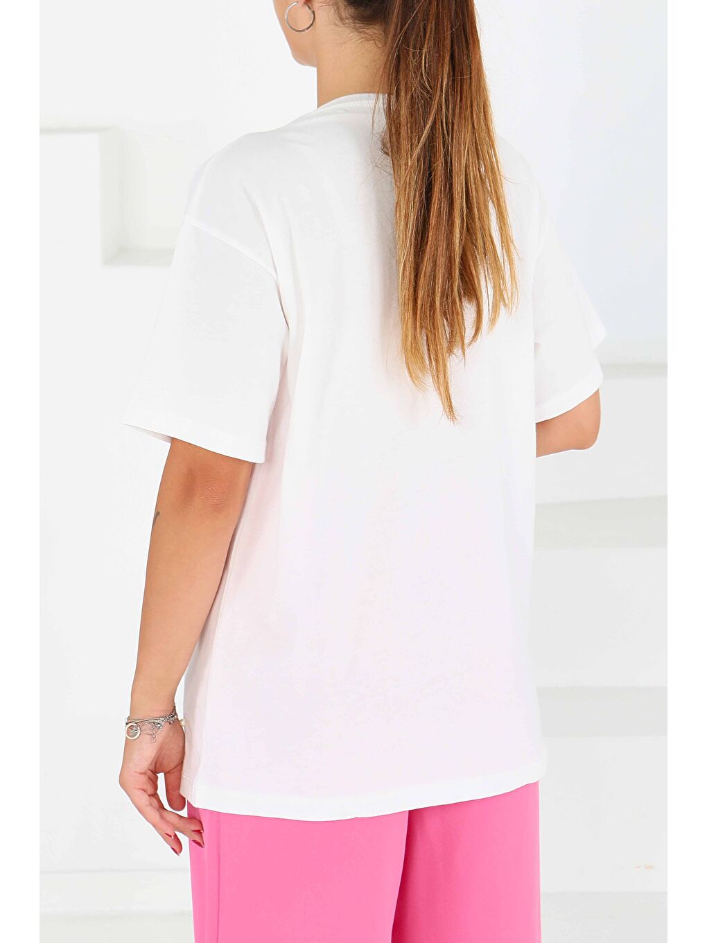 İncili Kısa Kollu T-Şhirt Beyaz - 27544-3