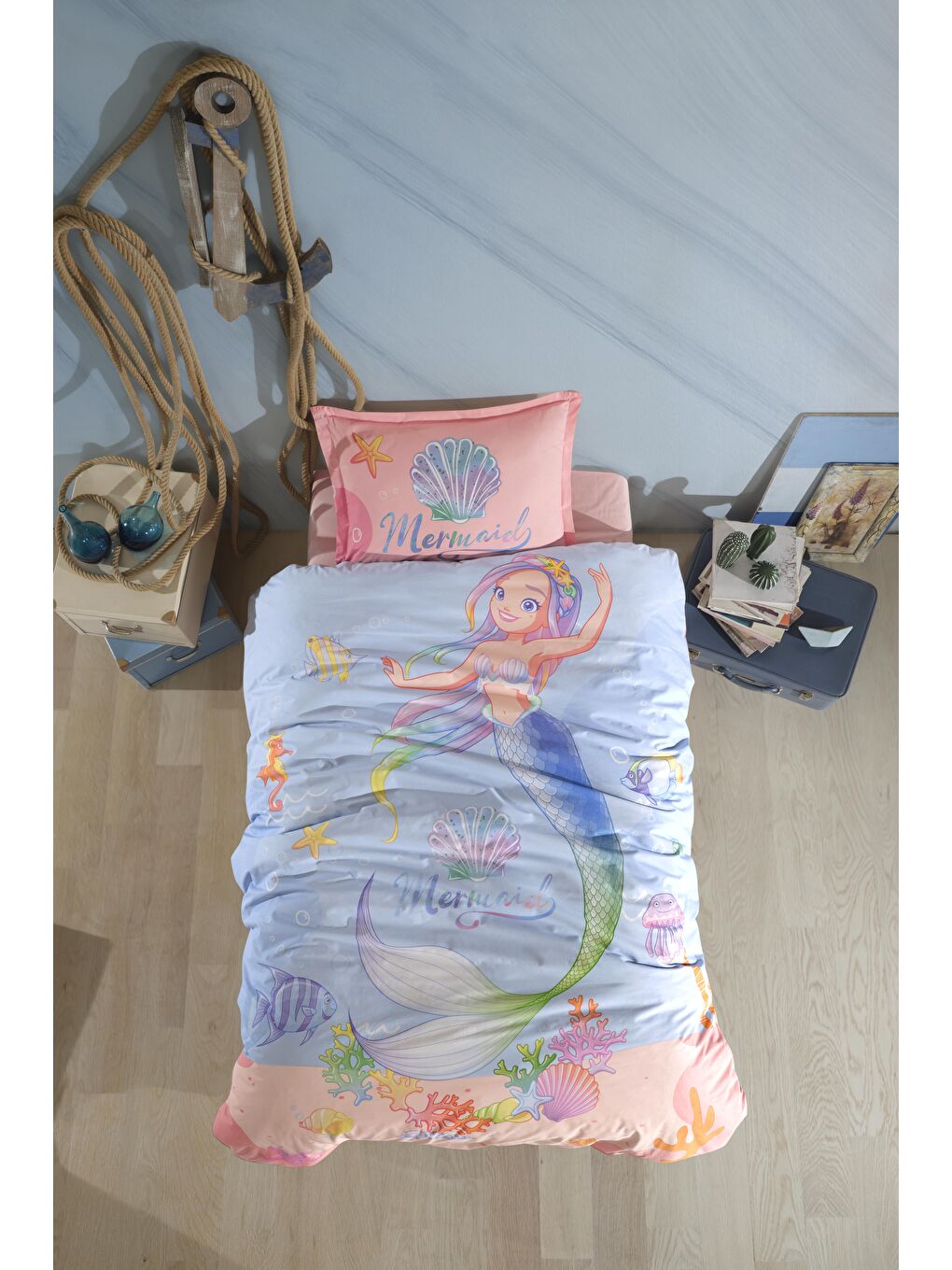 Pembe %100 Pamuk Nevresim Takımı Tek Kişilik Aria-1