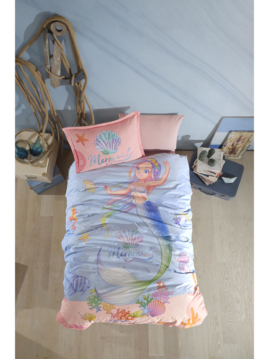 Pembe %100 Pamuk Nevresim Takımı Tek Kişilik Aria-2