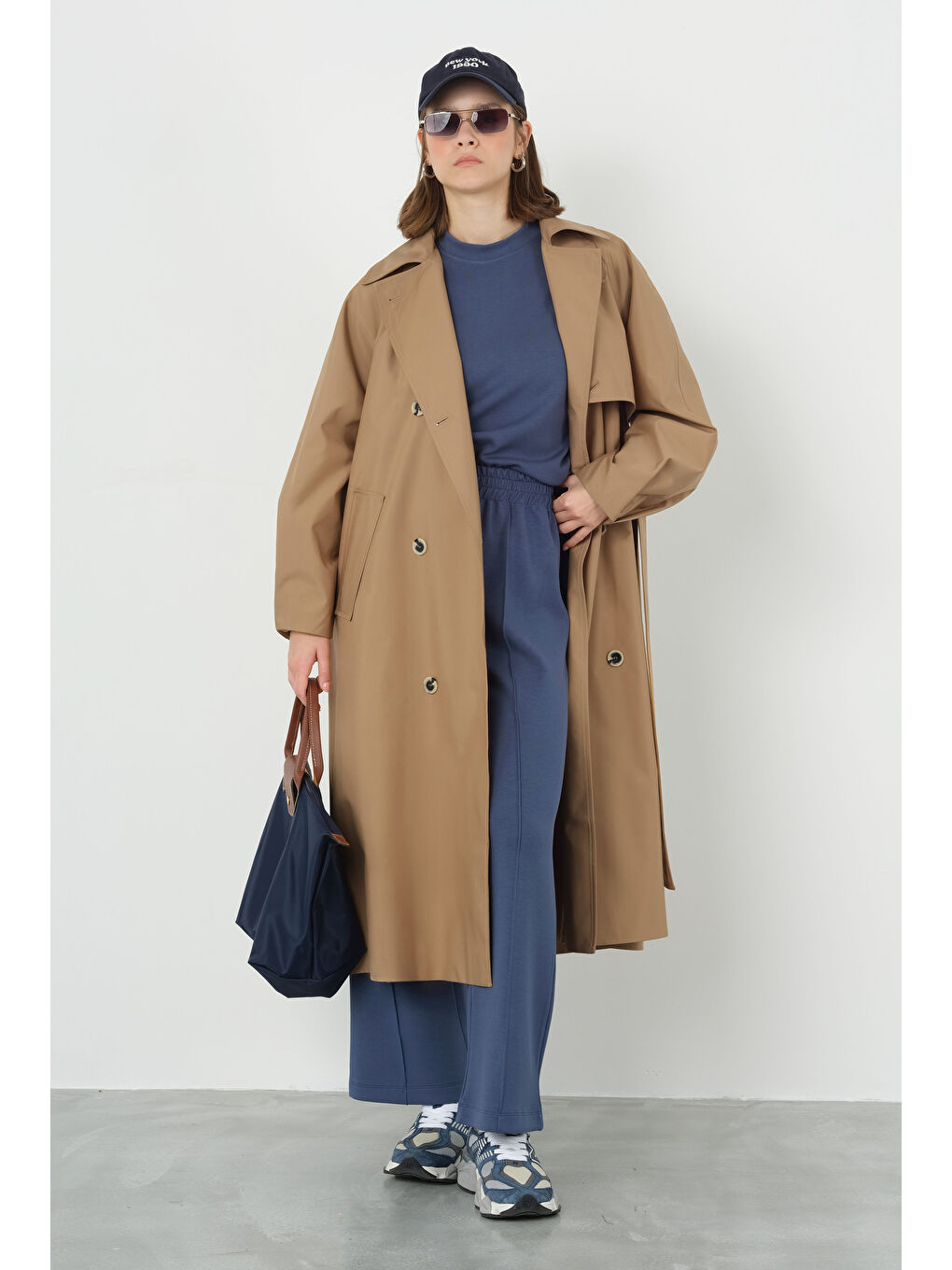 Kahverengi Fleto Cepli Astarlı Trençkot Camel-1