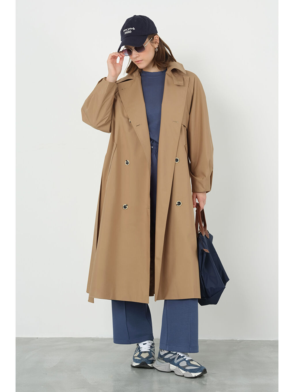 Kahverengi Fleto Cepli Astarlı Trençkot Camel-3