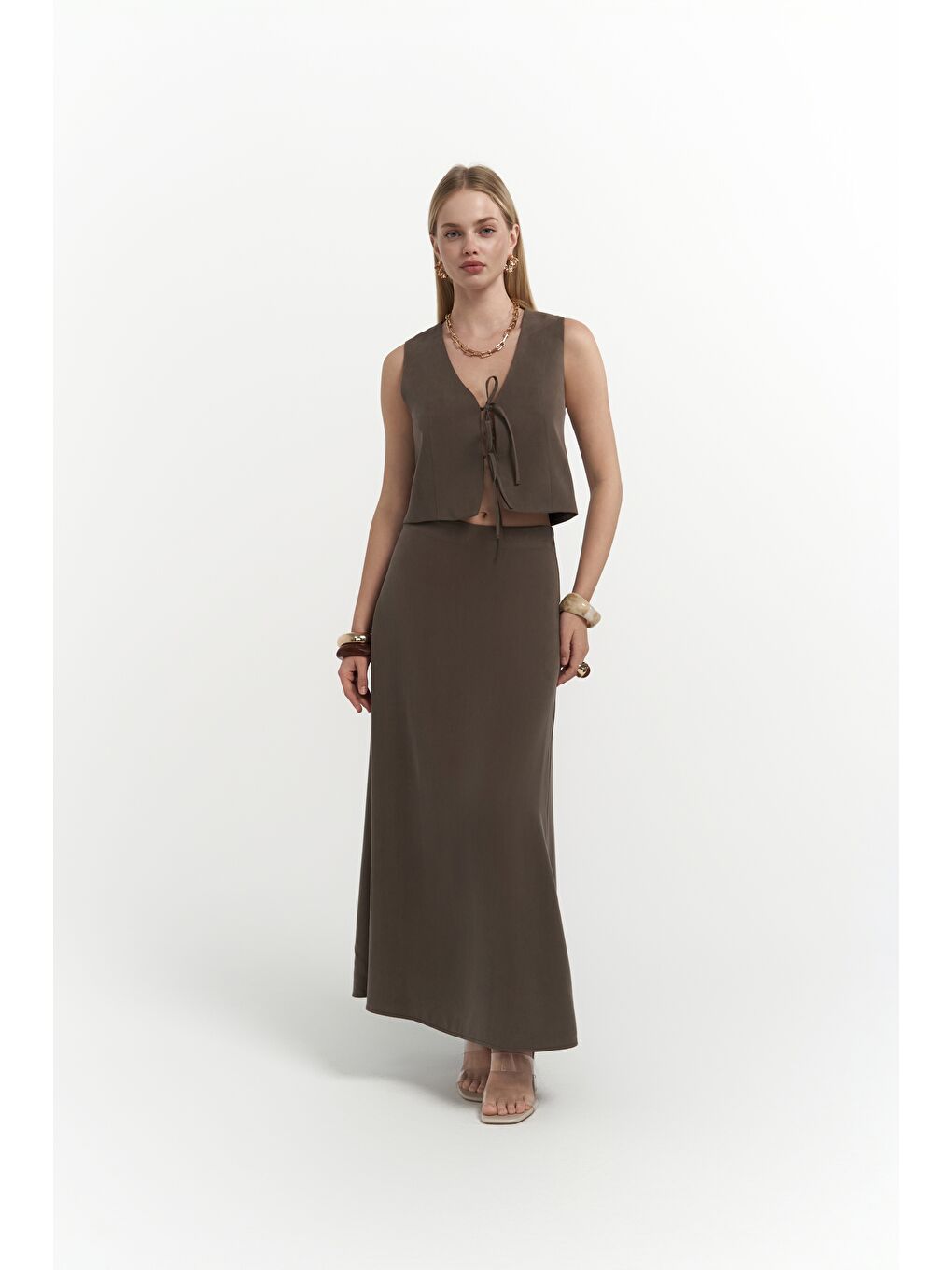 Kahverengi Orsha Kahve Yelek Etek Takım-1