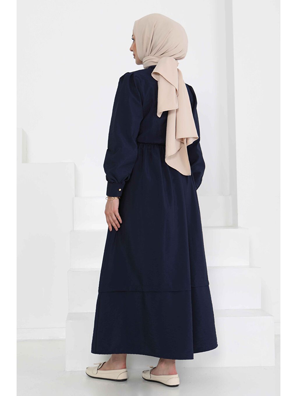 Bağlamalı Elbise Lacivert - 27186-6