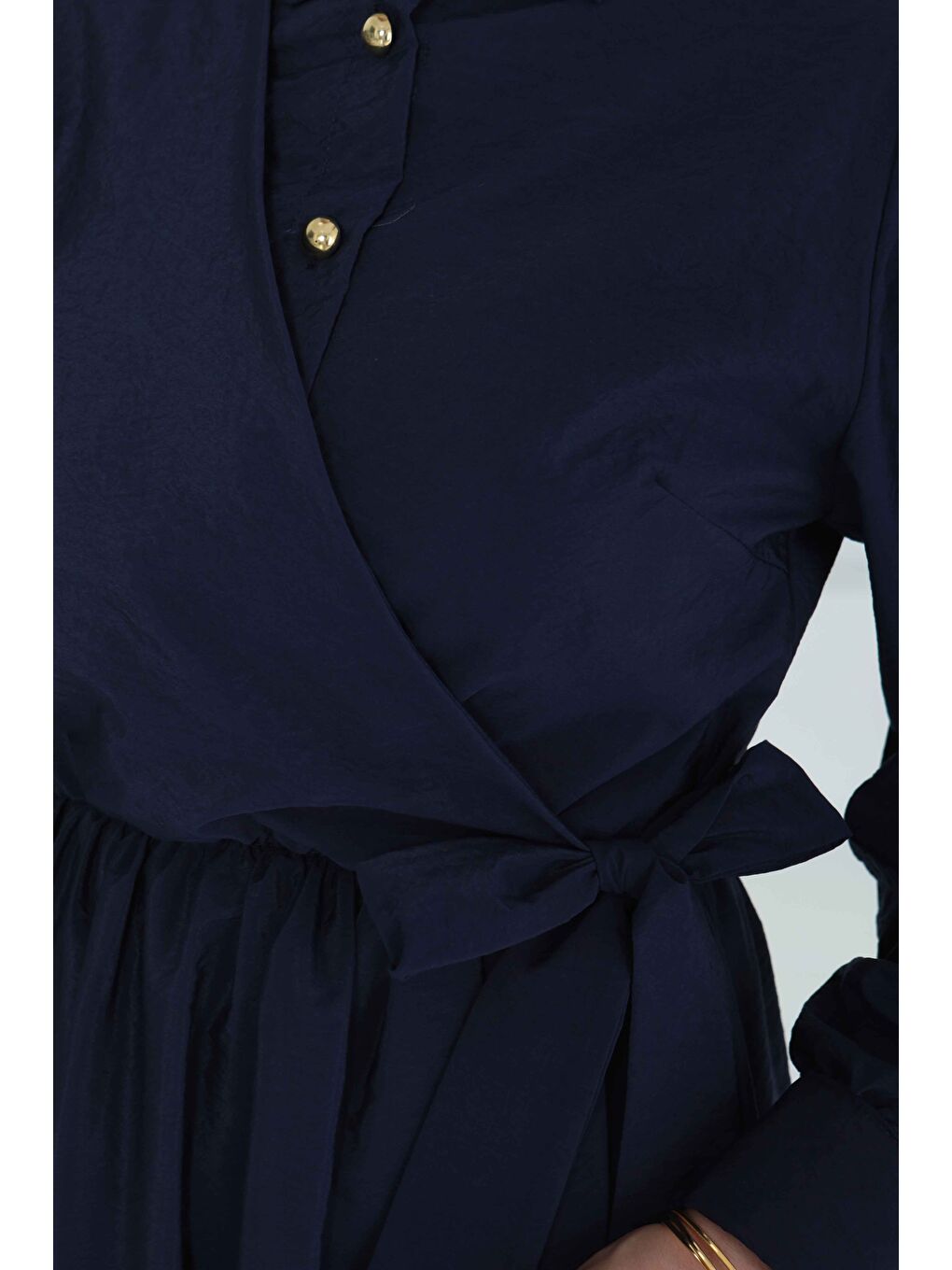 Bağlamalı Elbise Lacivert - 27186-7