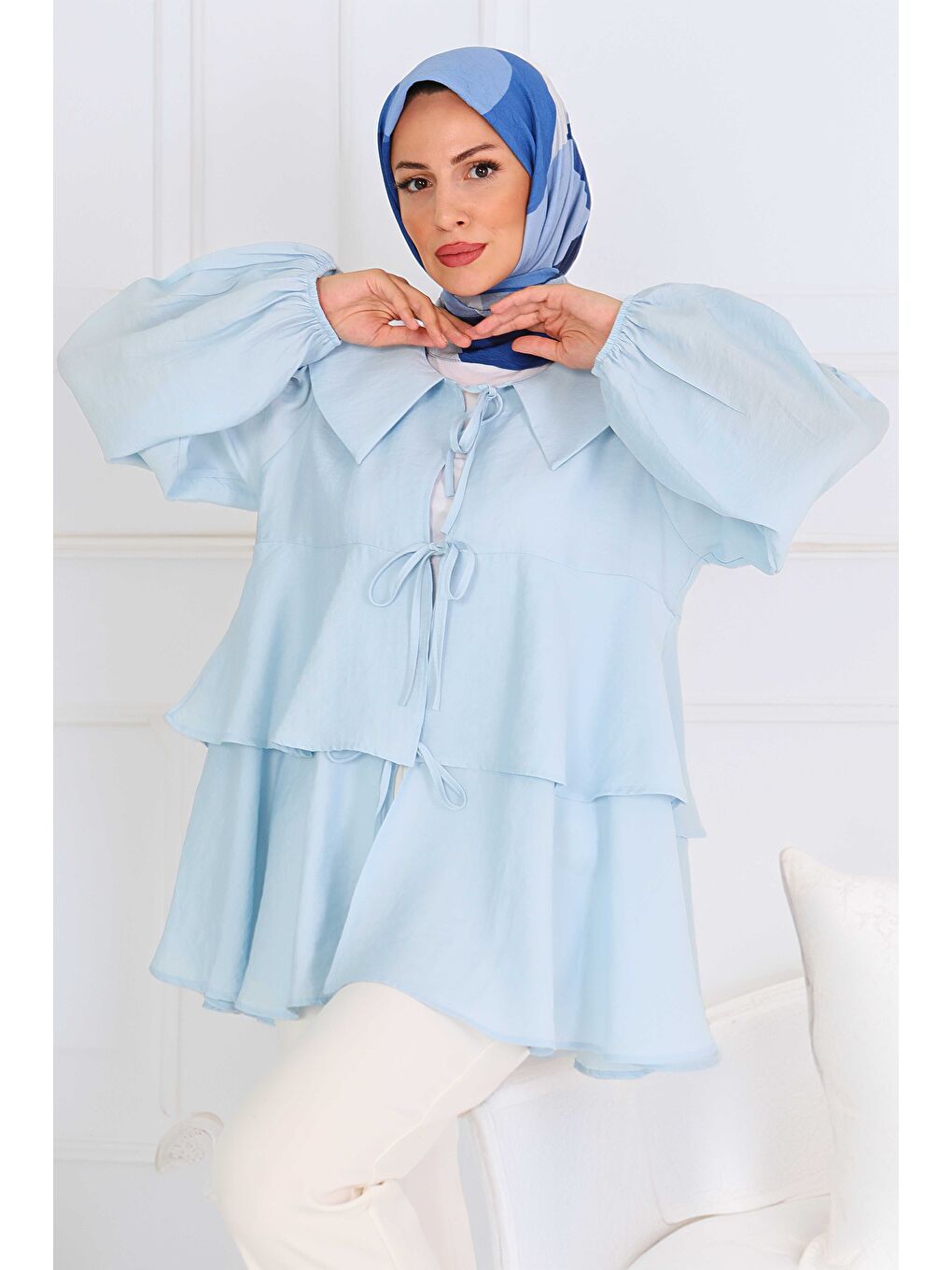 Bağlamalı Gömlek Bebe Mavi - 27549