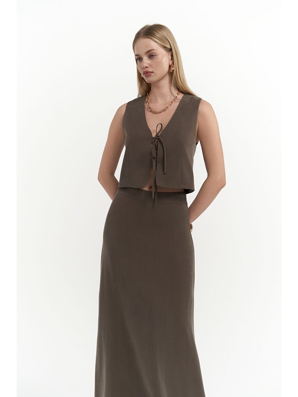 Kahverengi Orsha Kahve Yelek Etek Takım-3