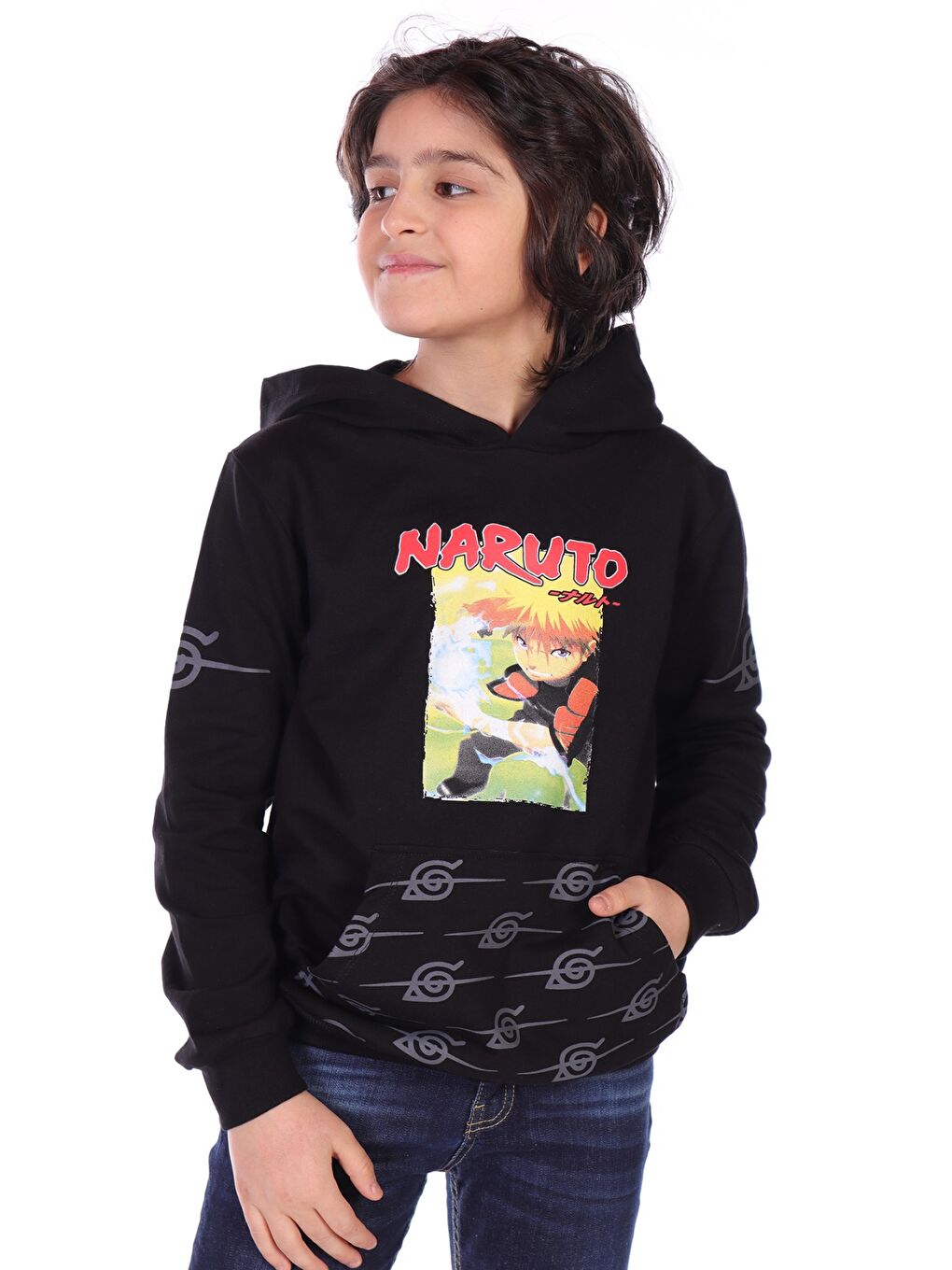 Siyah Erkek Çocuk Baskılı Sweatshirt