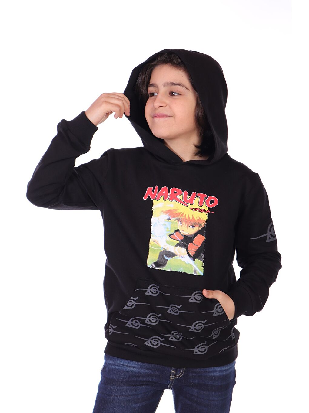 Siyah Erkek Çocuk Baskılı Sweatshirt-1