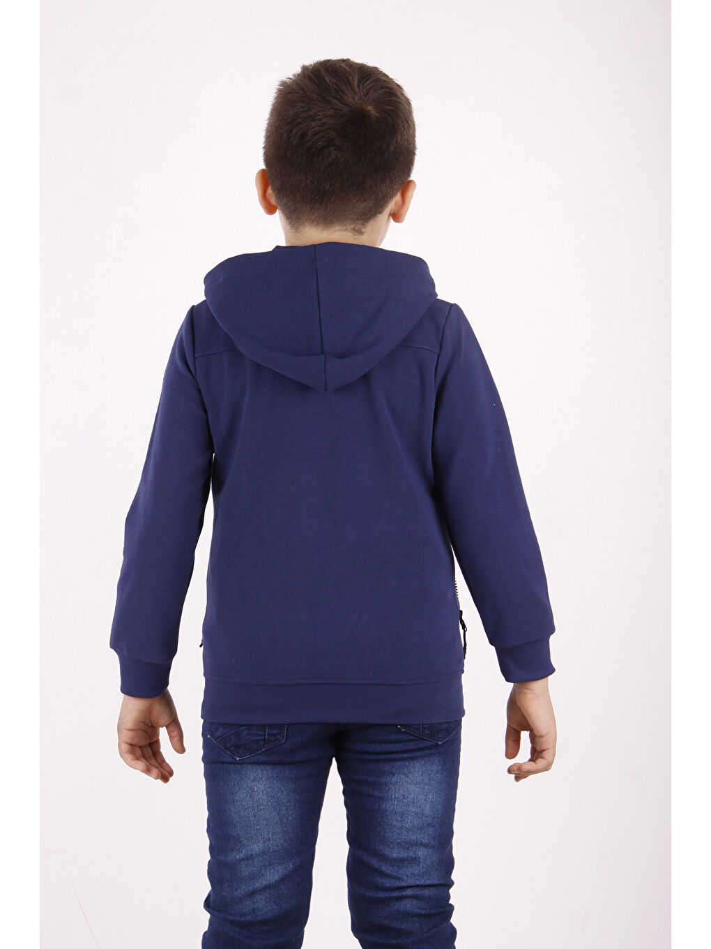 Lacivert Erkek Çocuk Cepli Fermuarlı Asimetrik Kesim Hırka-2