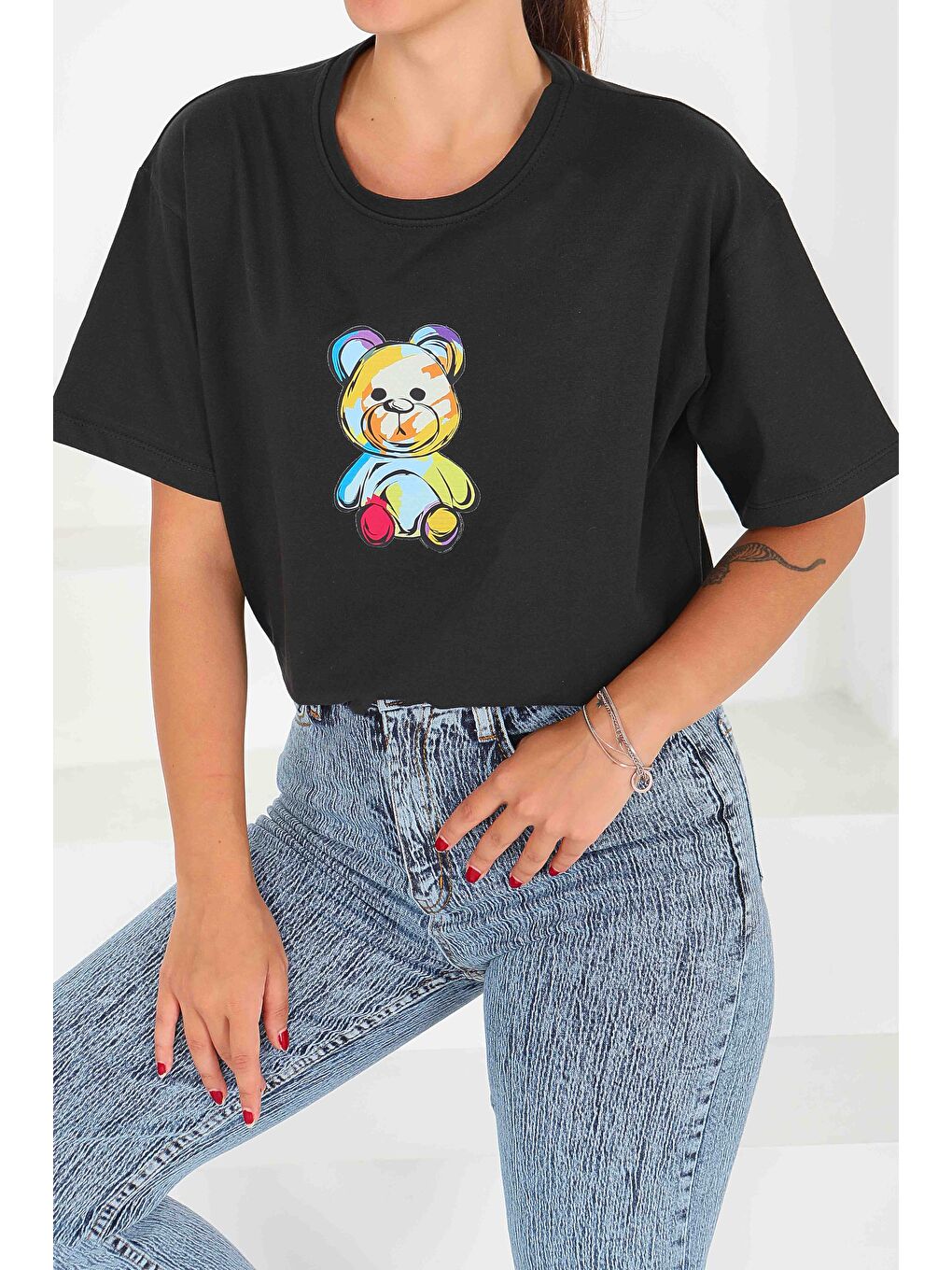 Baskılı Kısa Kollu T-Şhirt Siyah - 27545-2