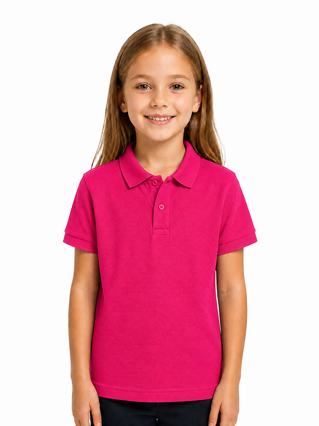 Fuşya Kids Polo Yaka Basic Kısa Kollu Unisex Çocuk Tişört