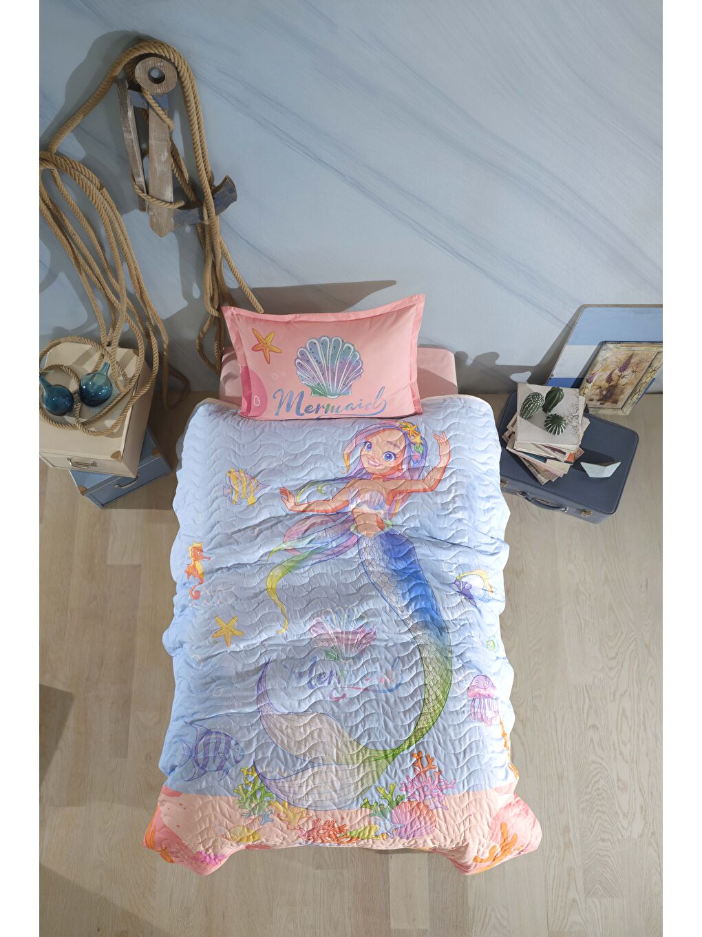 Pembe %100 Pamuk Tek Kişilik Dört Mevsim Set Aria