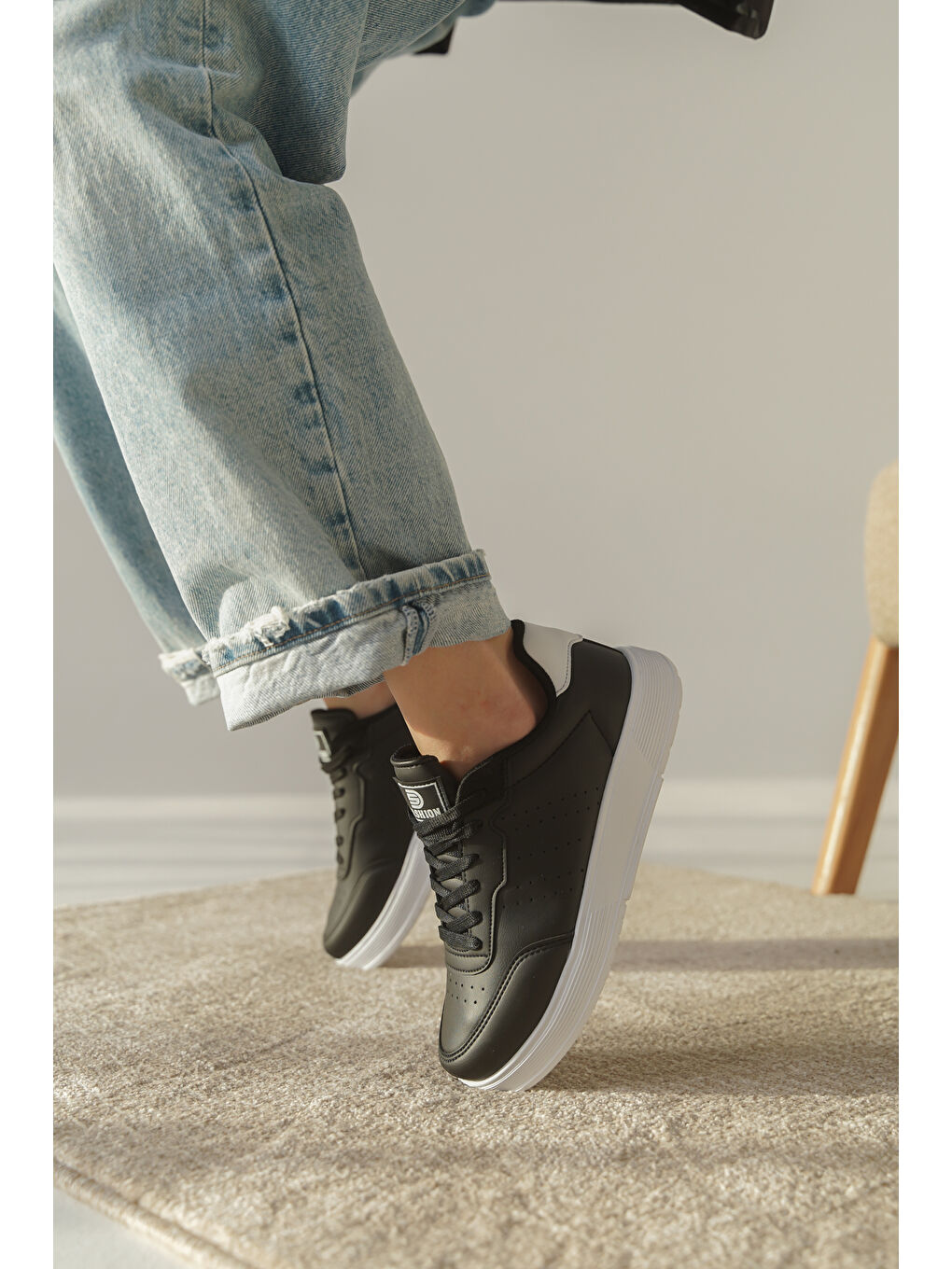 Siyah D0158 Günlük Ortopedik Kadın Sneaker Spor Ayakkabı-3