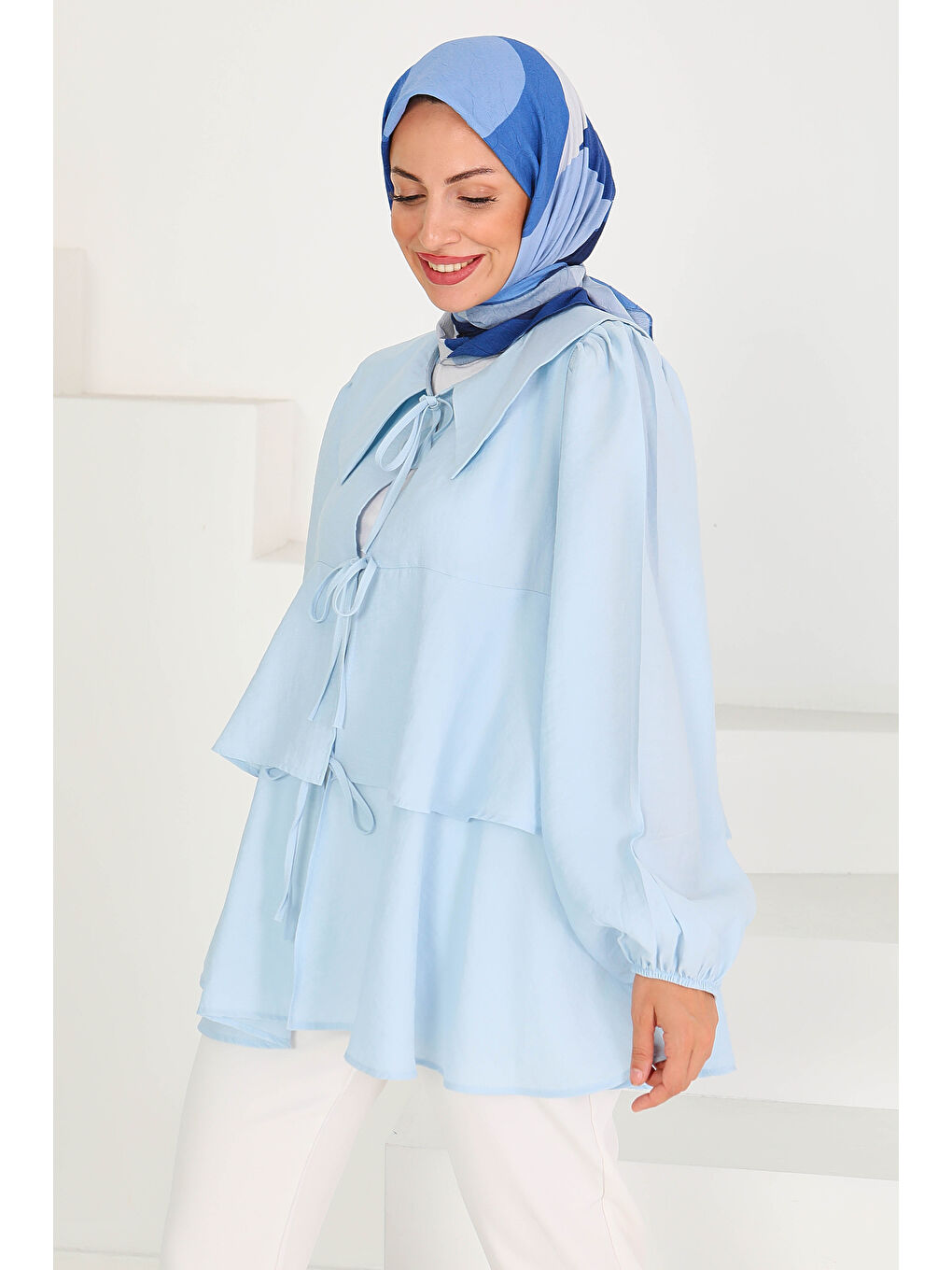 Bağlamalı Gömlek Bebe Mavi - 27549-3