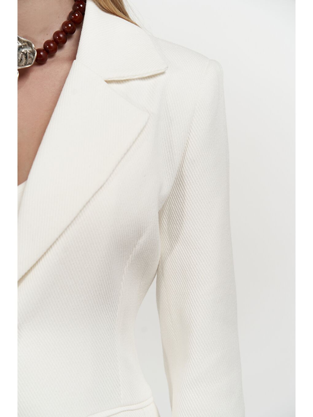 Anisah Belden Oturmalı Ekru Blazer-6