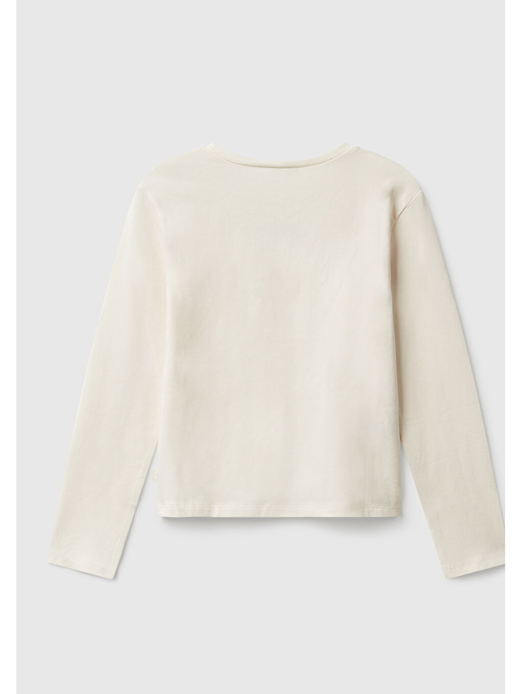 Kız Çocuk Ekru Önü Baskılı Logo Etiketli Jarse Uzun Kollu T-shirt-1