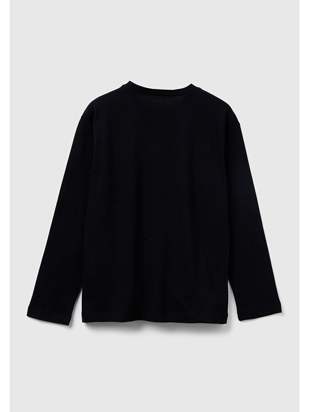 Erkek Çocuk Siyah Önü Baskılı Bisiklet Yaka Uzun Kollu T-shirt-1