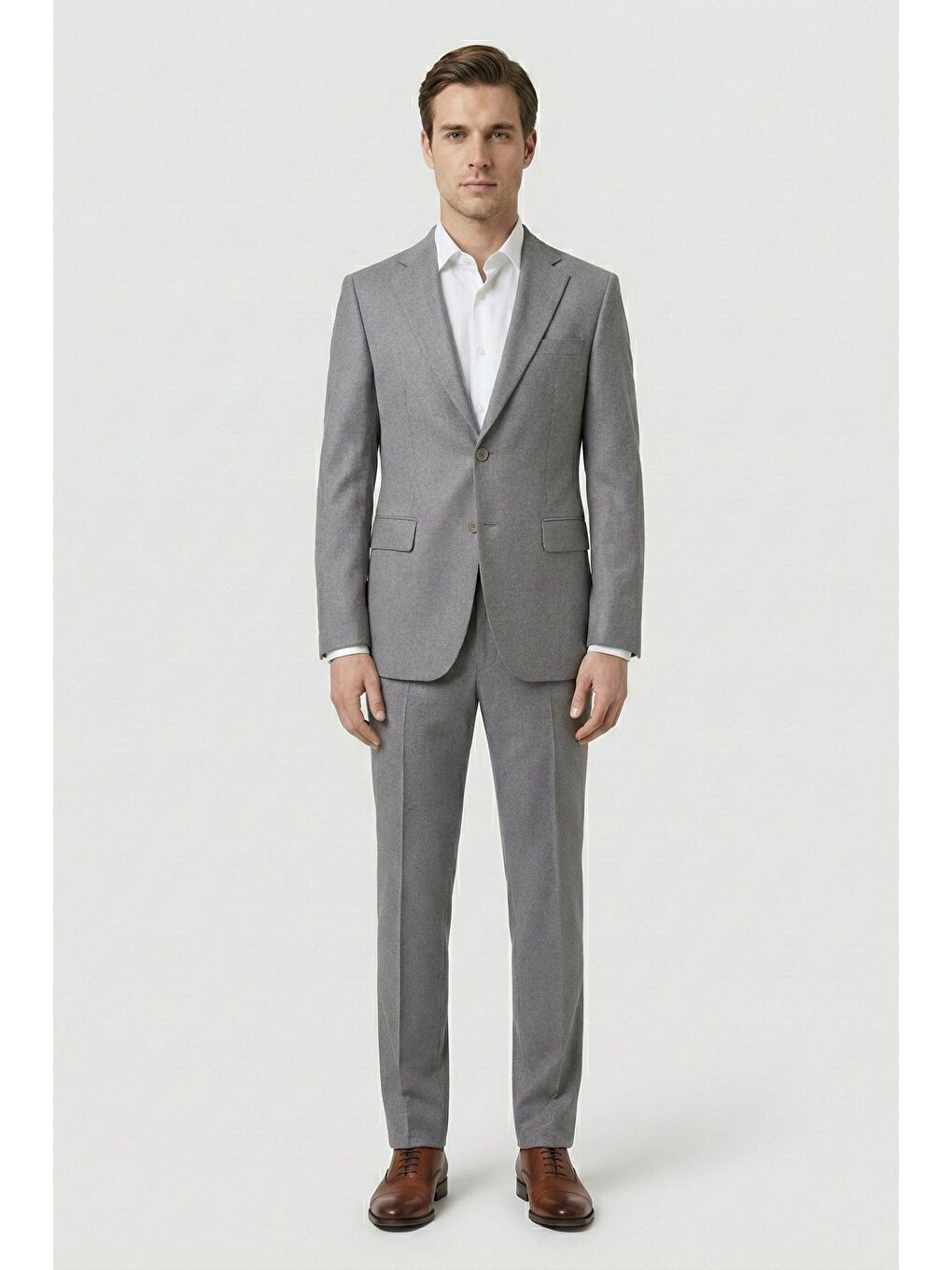 Giotelli Gri 6 Drop Polyester Viskon Karışımlı Elastan İçerikli Erkek Takım Elbise-1