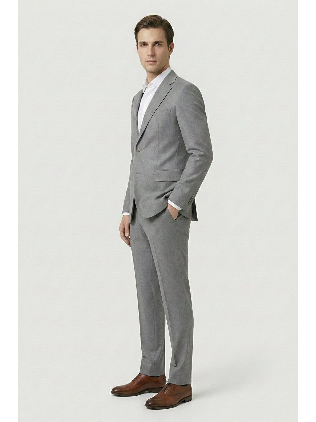Giotelli Gri 6 Drop Polyester Viskon Karışımlı Elastan İçerikli Erkek Takım Elbise-2