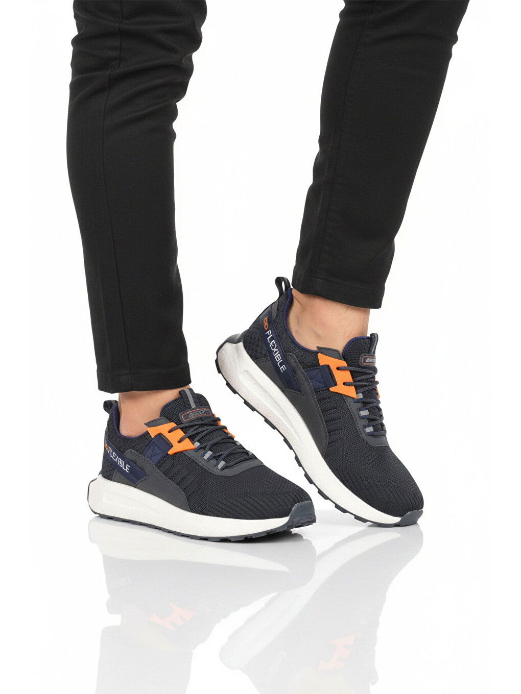 Lacivert Fileli Hafif Esnek Hafızalı Taban Erkek Spor Ayakkabı Bst-654 M