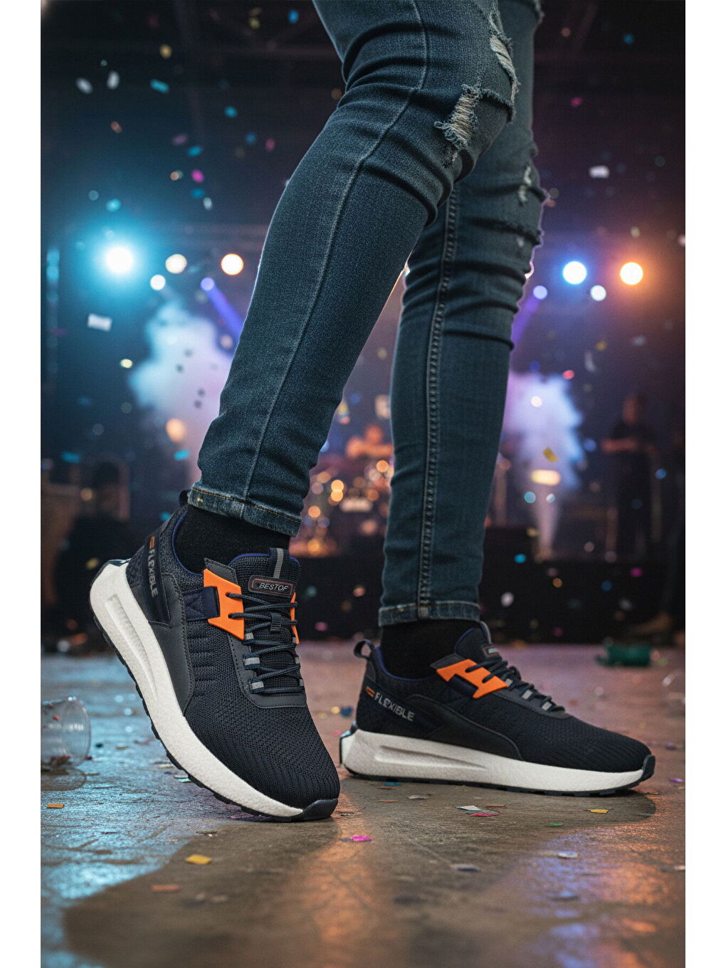 Lacivert Fileli Hafif Esnek Hafızalı Taban Erkek Spor Ayakkabı Bst-654 M-2