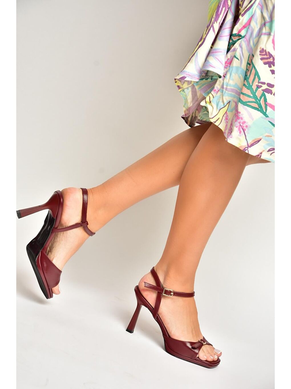 Bordo Kadın Topuklu Ayakkabı Y518710109-4