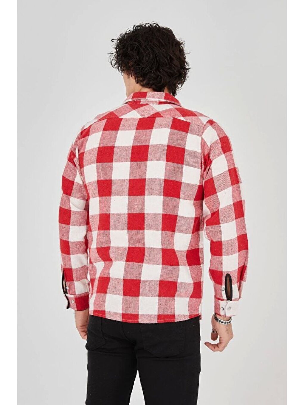 Erkek Uzun Kollu Oduncu Gömlek - Kırmızı-3