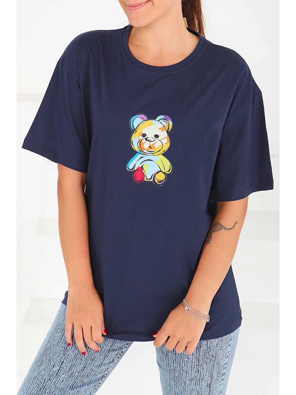 Baskılı Kısa Kollu T-Şhirt Lacivert - 27545-1