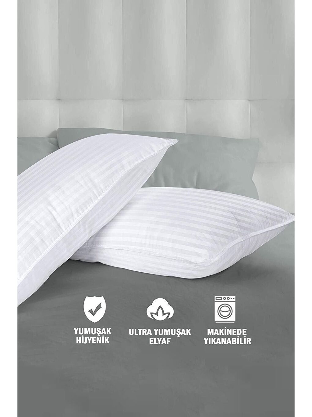 Pamuk Saten Yastık 800 Gr Beyaz 50x70 cm-1