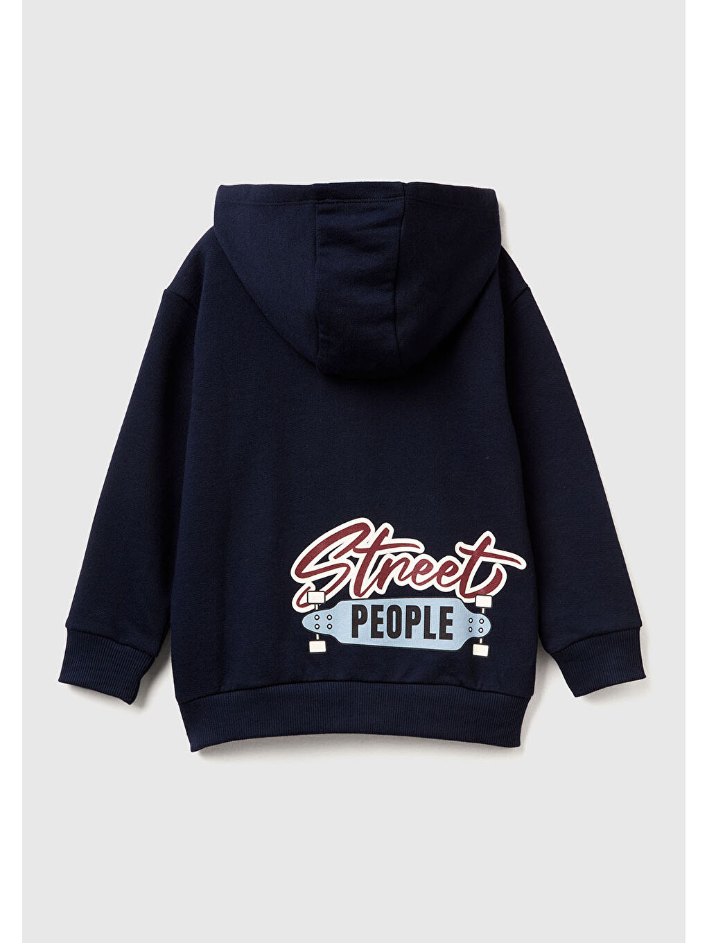 Erkek Çocuk Lacivert Baskılı Fermuarlı Kapüşonlu Relaxed Fit Sweatshirt-1