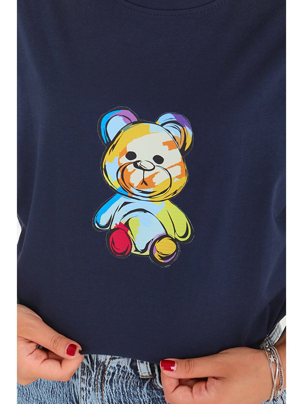 Baskılı Kısa Kollu T-Şhirt Lacivert - 27545-2