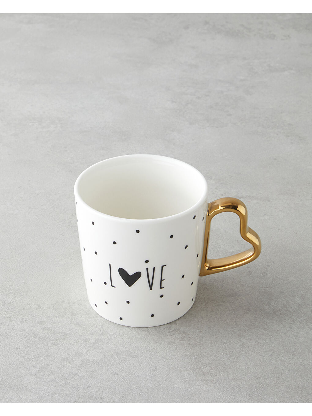 Love Day New Bone China Kupa 400 ml Siyah-Beyaz-Gold-1