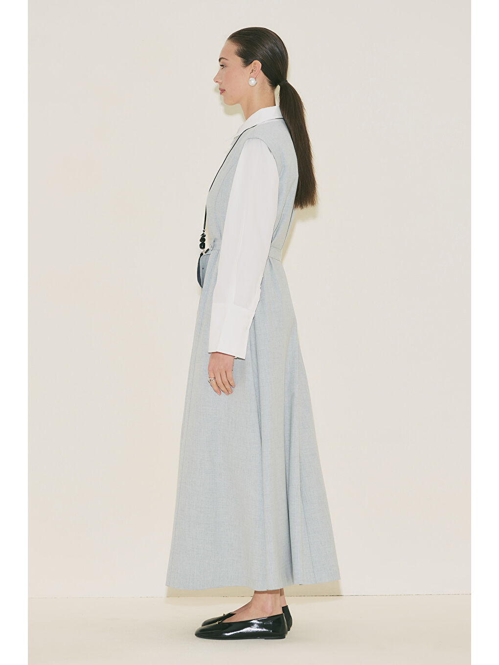 Premıum Kemer Detaylı Elbise Mavi-2