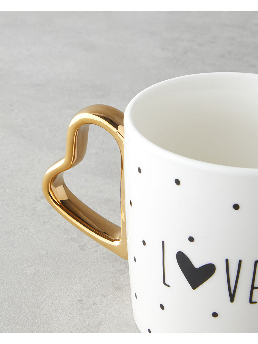 Love Day New Bone China Kupa 400 ml Siyah-Beyaz-Gold-2