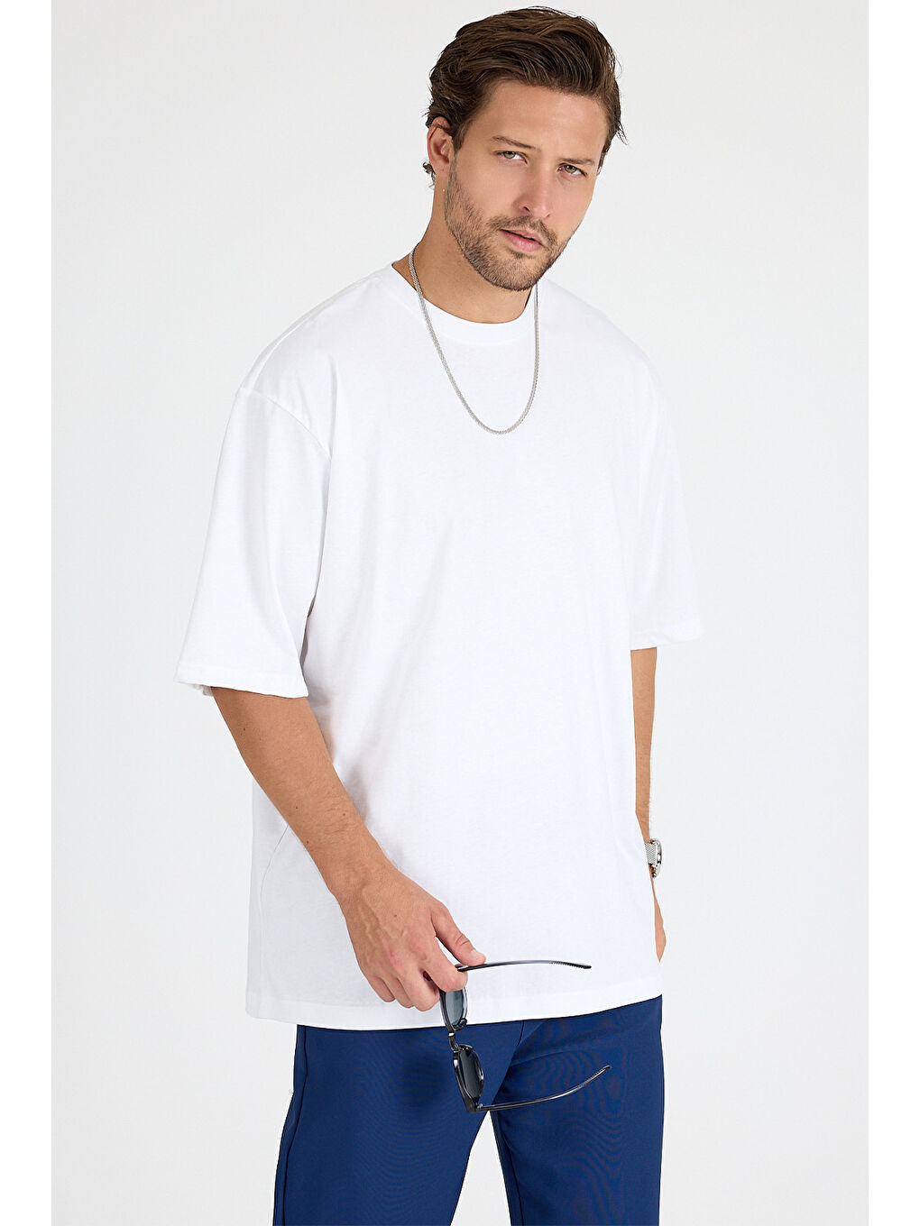 Erkek Timeless Oversize Beyaz T-Shirt-1