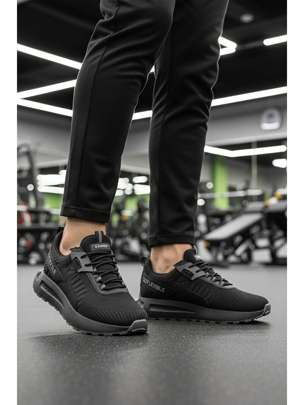 Siyah Fileli Hafif Esnek Hafızalı Taban Erkek Spor Ayakkabı Bst-654 M-2