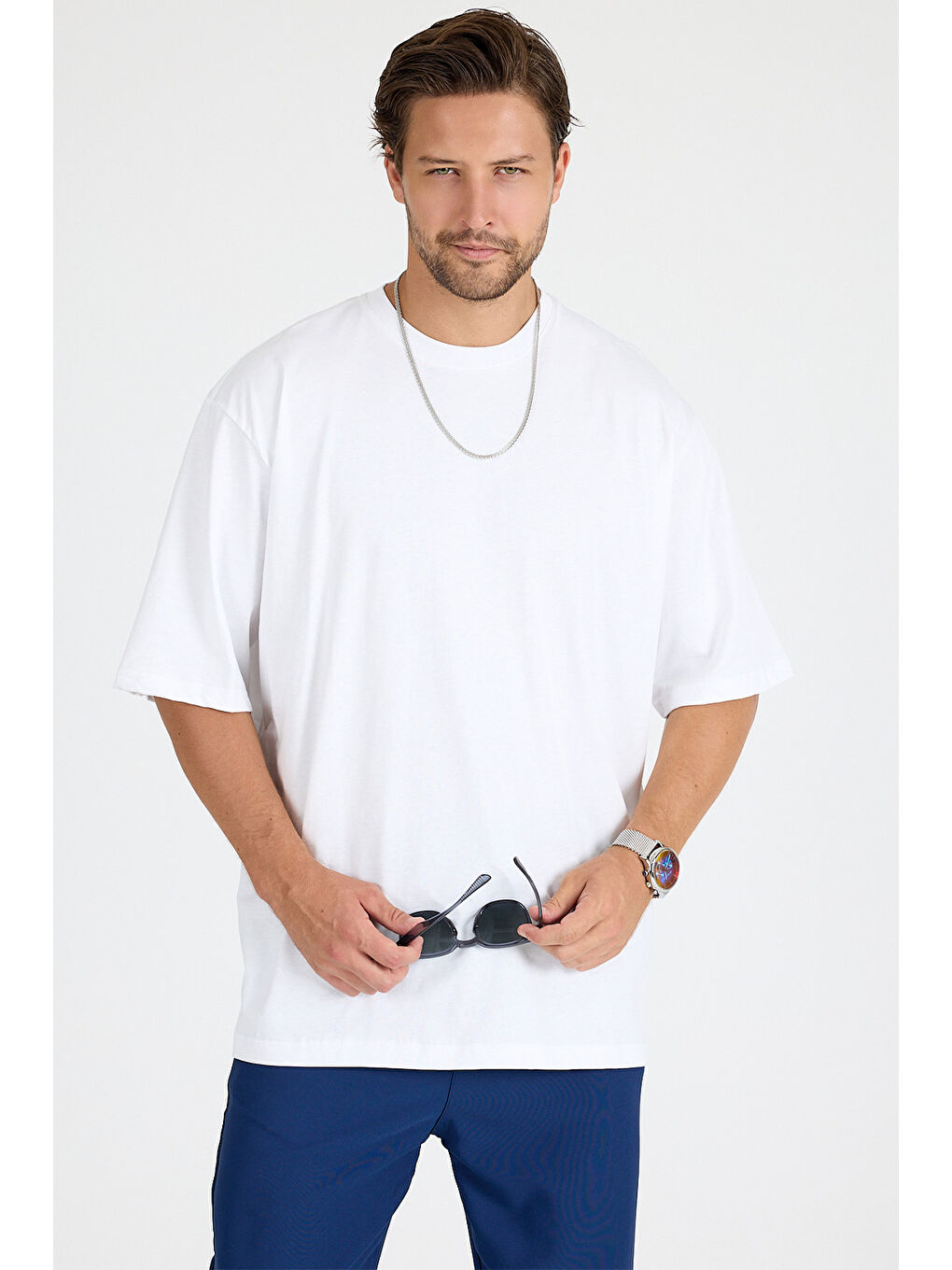 Erkek Timeless Oversize Beyaz T-Shirt-2