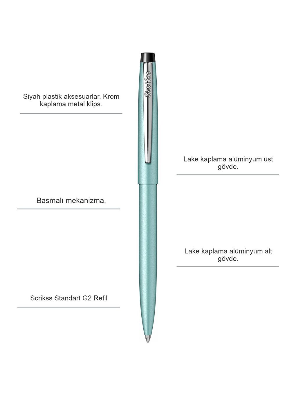 Scrikss Nane Yeşili F108 Tükenmez Kalem - 1