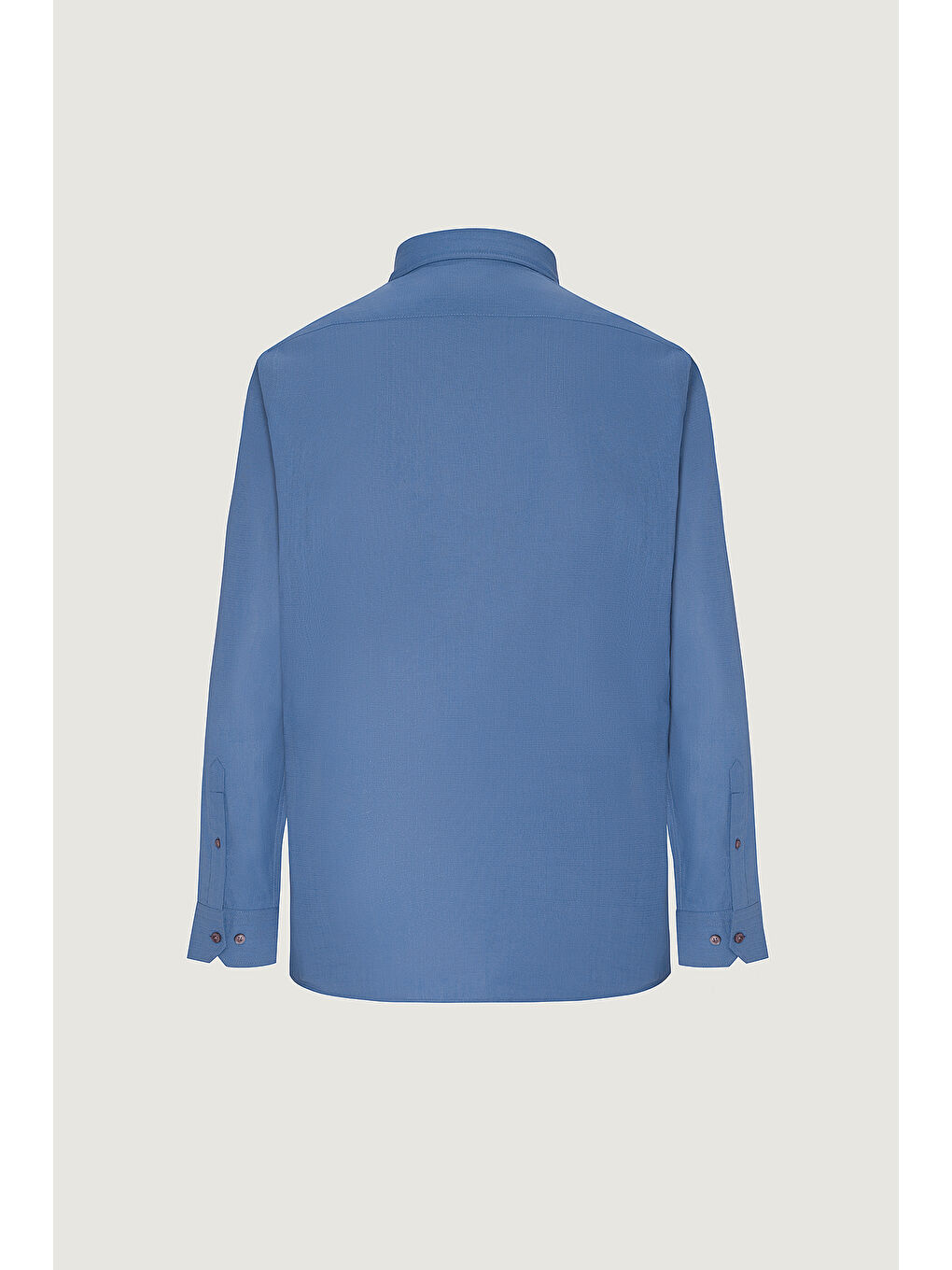 Erkek İndigo %100 Pamuk Oxford Slim Fit Dar Kesim Düğmeli Yaka Flamlı Gömlek-8