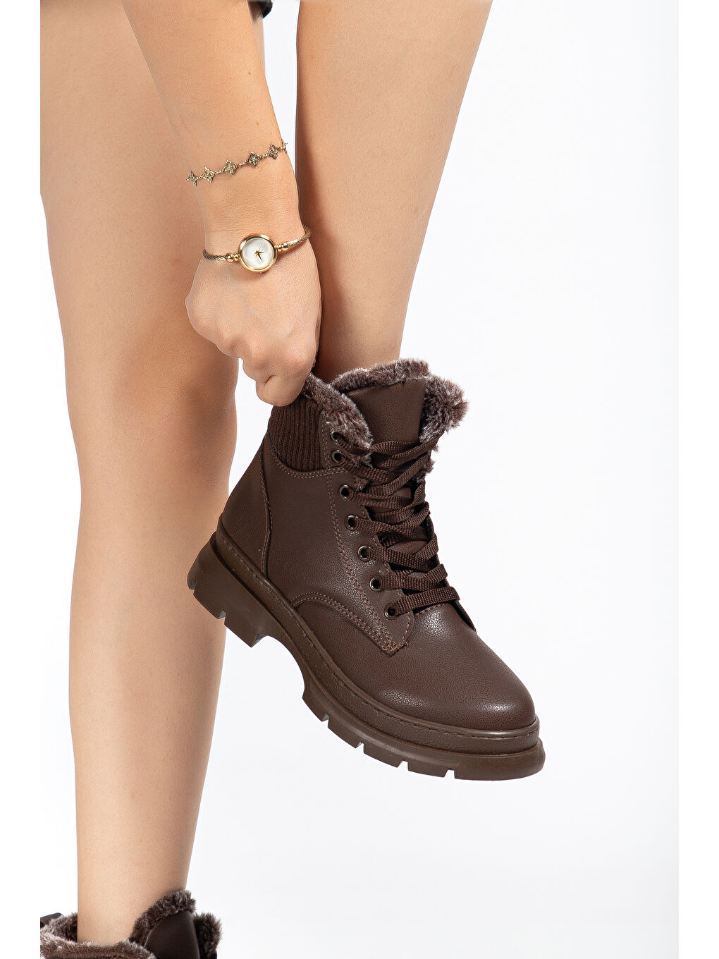 Kahverengi Natalya Soğuk Geçirmez Kışlık Kadın Bot & Bootie-2