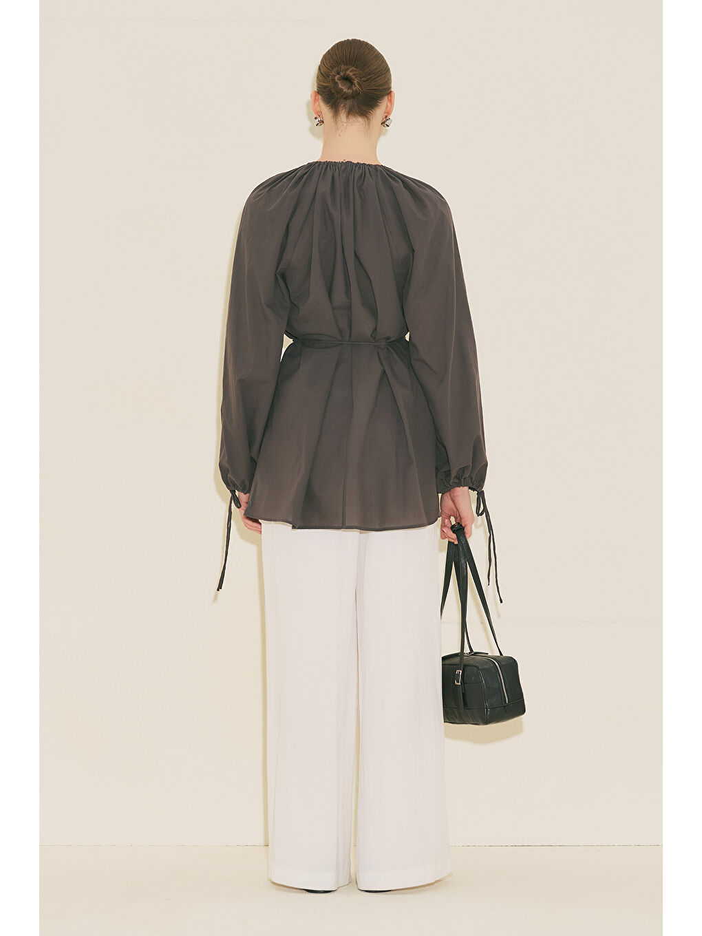 Bağlama Detaylı Tunik Kahverengi-3