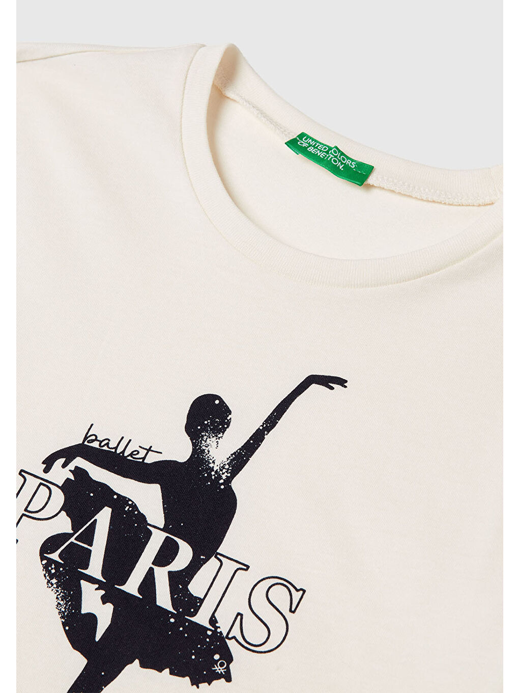 Ekru Kız Çocuk Krem Önü Baskılı Ribana Yakalı Relaxed Fit Uzun Kollu T-shirt-2